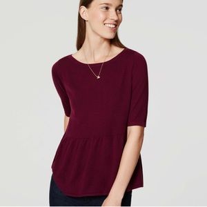 Like New LOFT Dark Raspberry Peplum Sweater